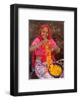 Indian woman making garlands in Ajmer, Rajasthan, India-Godong-Framed Photographic Print