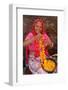 Indian woman making garlands in Ajmer, Rajasthan, India-Godong-Framed Photographic Print