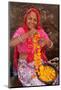 Indian woman making garlands in Ajmer, Rajasthan, India-Godong-Mounted Photographic Print