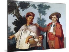 Indian Woman, Mixed Race Child and Spanish Man, Painting, Mexico, 18th Century-null-Mounted Giclee Print