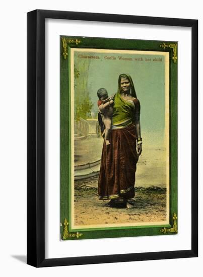 Indian Woman with Her Child, Calcutta, India, Late 19th or Early 20th Century-null-Framed Giclee Print