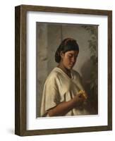 Indian Woman with Marigold,1876-Felipe Santiago Gutierrez-Framed Giclee Print