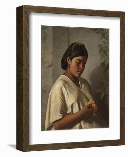 Indian Woman with Marigold,1876-Felipe Santiago Gutierrez-Framed Giclee Print
