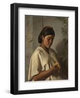 Indian Woman with Marigold,1876-Felipe Santiago Gutierrez-Framed Giclee Print