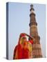Indian Women at Qutb Minar (UNESCO World Heritage Site), Delhi, India-Keren Su-Stretched Canvas