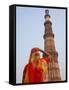 Indian Women at Qutb Minar (UNESCO World Heritage Site), Delhi, India-Keren Su-Framed Stretched Canvas