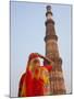 Indian Women at Qutb Minar (UNESCO World Heritage Site), Delhi, India-Keren Su-Mounted Premium Photographic Print