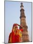 Indian Women at Qutb Minar (UNESCO World Heritage Site), Delhi, India-Keren Su-Mounted Photographic Print
