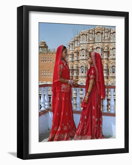 Indian women in color saris, Palace of the Wind, Jaipur, India-Adam Jones-Framed Photographic Print