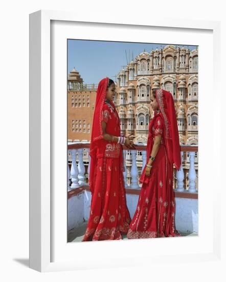 Indian women in color saris, Palace of the Wind, Jaipur, India-Adam Jones-Framed Photographic Print