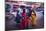 Indian women in colourful saris walk along streets-Charles Bowman-Mounted Photographic Print