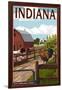 Indiana - Barnyard Scene-Lantern Press-Framed Art Print