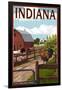 Indiana - Barnyard Scene-Lantern Press-Framed Art Print