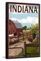 Indiana - Barnyard Scene-Lantern Press-Framed Stretched Canvas