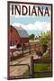 Indiana - Barnyard Scene-Lantern Press-Mounted Art Print