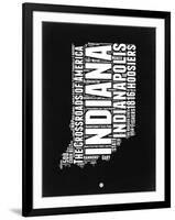 Indiana Black and White Map-NaxArt-Framed Art Print