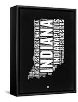 Indiana Black and White Map-NaxArt-Framed Stretched Canvas