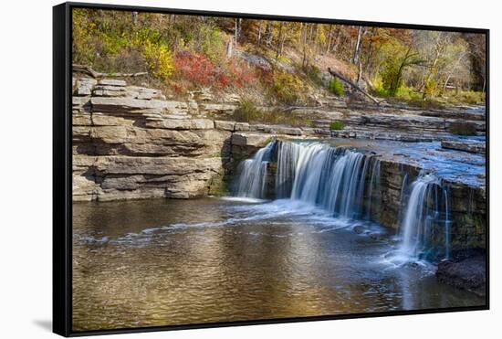 Indiana, Cataract Falls Recreation Area, Upper Cataract Waterfalls-Rona Schwarz-Framed Stretched Canvas