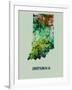 Indiana Color Splatter Map-NaxArt-Framed Art Print