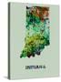 Indiana Color Splatter Map-NaxArt-Stretched Canvas