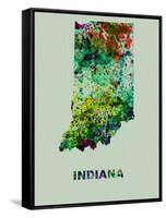 Indiana Color Splatter Map-NaxArt-Framed Stretched Canvas