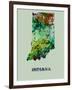 Indiana Color Splatter Map-NaxArt-Framed Art Print