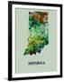 Indiana Color Splatter Map-NaxArt-Framed Art Print