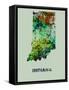 Indiana Color Splatter Map-NaxArt-Framed Stretched Canvas