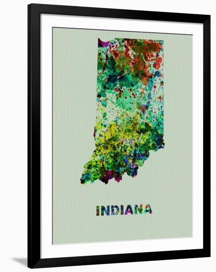 Indiana Color Splatter Map-NaxArt-Framed Art Print