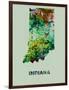 Indiana Color Splatter Map-NaxArt-Framed Art Print