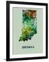 Indiana Color Splatter Map-NaxArt-Framed Art Print