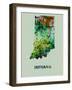 Indiana Color Splatter Map-NaxArt-Framed Art Print