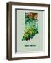 Indiana Color Splatter Map-NaxArt-Framed Art Print