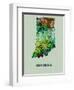 Indiana Color Splatter Map-NaxArt-Framed Art Print