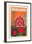 Indiana - Country - Woodblock-Lantern Press-Framed Art Print