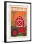 Indiana - Country - Woodblock-Lantern Press-Framed Art Print