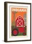 Indiana - Country - Woodblock-Lantern Press-Framed Art Print