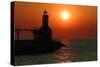 Indiana Dunes lighthouse at sunset, Indiana Dunes, Indiana, USA-Anna Miller-Stretched Canvas