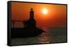 Indiana Dunes lighthouse at sunset, Indiana Dunes, Indiana, USA-Anna Miller-Framed Stretched Canvas