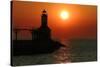 Indiana Dunes lighthouse at sunset, Indiana Dunes, Indiana, USA-Anna Miller-Stretched Canvas