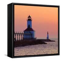 Indiana Dunes lighthouse at sunset, Indiana Dunes, Indiana, USA-Anna Miller-Framed Stretched Canvas