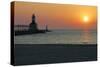 Indiana Dunes lighthouse at sunset, Indiana Dunes, Indiana, USA-Anna Miller-Stretched Canvas