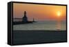 Indiana Dunes lighthouse at sunset, Indiana Dunes, Indiana, USA-Anna Miller-Framed Stretched Canvas