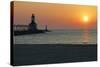 Indiana Dunes lighthouse at sunset, Indiana Dunes, Indiana, USA-Anna Miller-Stretched Canvas