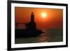 Indiana Dunes lighthouse at sunset, Indiana Dunes, Indiana, USA-Anna Miller-Framed Photographic Print