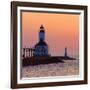 Indiana Dunes lighthouse at sunset, Indiana Dunes, Indiana, USA-Anna Miller-Framed Photographic Print