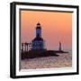 Indiana Dunes lighthouse at sunset, Indiana Dunes, Indiana, USA-Anna Miller-Framed Photographic Print