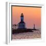 Indiana Dunes lighthouse at sunset, Indiana Dunes, Indiana, USA-Anna Miller-Framed Photographic Print