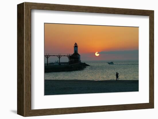 Indiana Dunes lighthouse at sunset, Indiana Dunes, Indiana, USA-Anna Miller-Framed Photographic Print