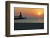 Indiana Dunes lighthouse at sunset, Indiana Dunes, Indiana, USA-Anna Miller-Framed Photographic Print